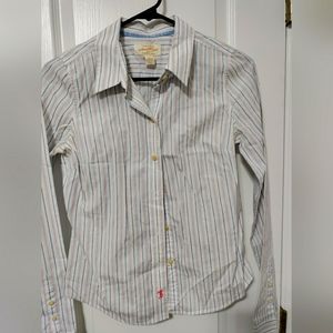 Abercrombie & Fitch button up shirt white with pink and blue stripes